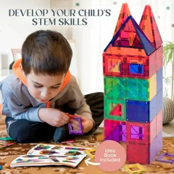 Playmags 100-Piece Magnetic Tiles Set for Kids