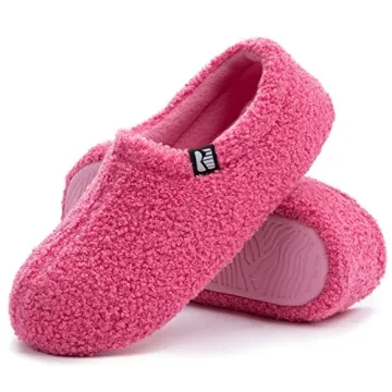 RockDove Women's Cozy Teddy Fleece Slippers – Hot Pink Comfort