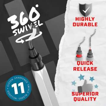 AFA Tooling - Deburring Tool with 10 Extra High Speed Steel Swivel Blades - Works on Metal, Resin, P...