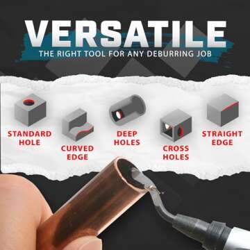 AFA Tooling - Deburring Tool with 10 Extra High Speed Steel Swivel Blades - Works on Metal, Resin, PVC Pipes, Copper, Plastic and 3D Printed Edges - Plumbing & 3D Printing Burr Removal Reamer Tool