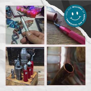 AFA Tooling - Deburring Tool with 10 Extra High Speed Steel Swivel Blades - Works on Metal, Resin, PVC Pipes, Copper, Plastic and 3D Printed Edges - Plumbing & 3D Printing Burr Removal Reamer Tool