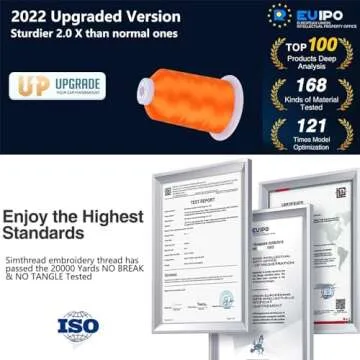 Simthread 5500Yds 40WT Embroidery Thread – 100% Polyester 170+ Vivid Colors, CPSC Certified, High-Speed (1000SPM) – Compatible with Brother, Singer, Janome & More - Tangerine 209