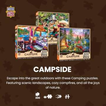 MasterPieces - 300 Piece Jigsaw Puzzle, Large EZ Grip Shapes, Camp Day at The Lake, Fun for Adults, ...