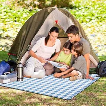 SoulZsterce 79”x 79” Picnic Blankets Waterproof Foldable, 3-Layer Outdoor Blanket with Carry Bag for Camping, Park & Lawn, Beach Blanket (Blue)