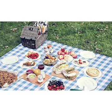 SoulZsterce 79”x 79” Picnic Blankets Waterproof Foldable, 3-Layer Outdoor Blanket with Carry Bag for Camping, Park & Lawn, Beach Blanket (Blue)