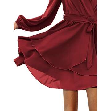 Amoretu V Neck Wrap Dress for Women - Spring Style