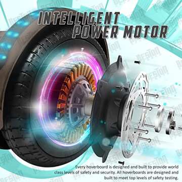 Beston Sports Chrome Black Hoverboard - Self Balancing Scooter with Bluetooth Speaker, LED Lights - UL Certified - Adult & Kids - 6.5" Wheels