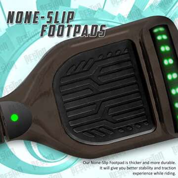 Beston Sports Chrome Black Hoverboard - Self Balancing Scooter with Bluetooth Speaker, LED Lights - UL Certified - Adult & Kids - 6.5" Wheels