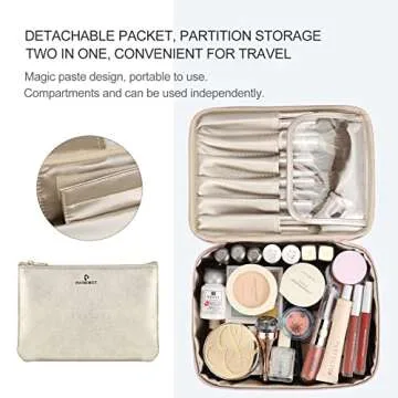Pocmimut Makeup Bag Cosmetic Bag Travel Makeup Bag for Women Large Make Up Bag with Brush Holder Toiletry Bag(Baby Pink)