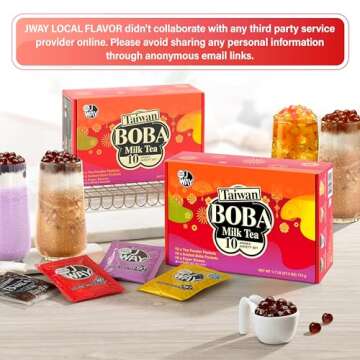 J WAY Instant Boba Bubble Pearl Variety Milk Fruity Tea Kit with Authentic Brown Sugar Caramel Tapio...