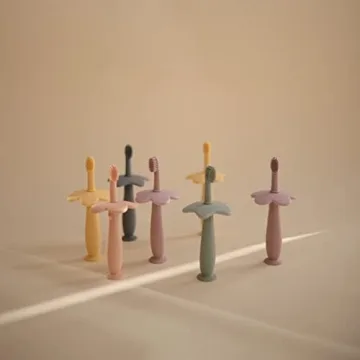 Mushie Flower Toddler Training Toothbrush in Blush