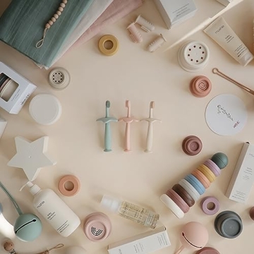 Mushie Flower Toddler Training Toothbrush in Blush