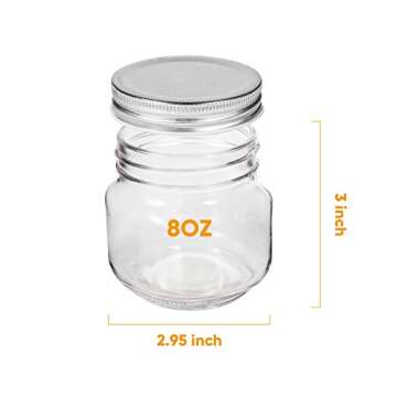 Accguan Mason Jars 24 Pack - 8 OZ Glass Jars with Lids for Gifts and Storage