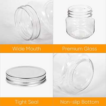 Accguan Mason Jars - 24 Pack 8 Oz Jars with Lids