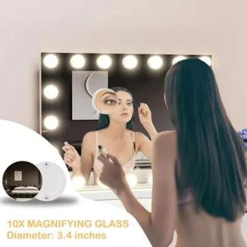 DEXHOM 22.8X18.5 Vanity Mirror with Makeup Lights, Lighted Mirror with USB & Type-C Charing, Large Hollywood Light up Mirrors w/ 20 LED Bulbs for Bedroom Tabletop & Wall Mounted (White)