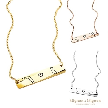 Personalized Long Distance Relationship State Necklace Gift