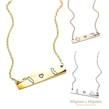 Personalized Long Distance Relationship State Necklace Gift