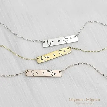 Personalized Long Distance Relationship State Necklace Gift