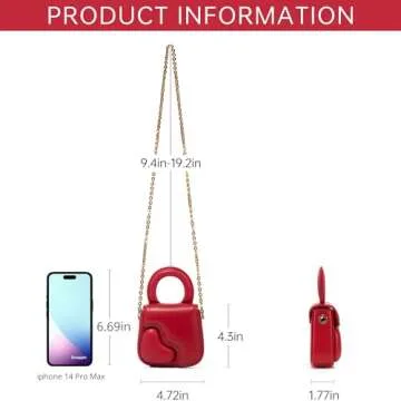 LA FESTIN Small Leather Heart Purse For Women With Removable Shoulder Chain Strap- - Designer Evenin...