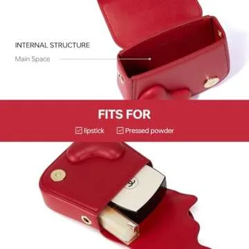 LA FESTIN Small Leather Heart Purse For Women With Removable Shoulder Chain Strap- - Designer Evening Bag With Heart Shape Mirror Heart Shaped Crossbody Purse For Wedding Cocktail Prom Club-Red