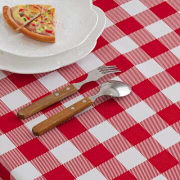 MANGATA CASA Red Gingham Tablecloth for Rectangle Tables- Checkered Table Cloth Waterproof Kitchen &...