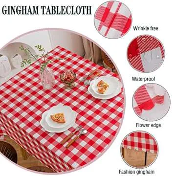 MANGATA CASA Red Gingham Tablecloth for Rectangle Tables- Checkered Table Cloth Waterproof Kitchen & Table Linens-Polyester Buffalo Plaid Wrinkle Free Table Cover(Red 60x84in)