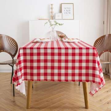 MANGATA CASA Red Gingham Tablecloth for Rectangle Tables- Checkered Table Cloth Waterproof Kitchen & Table Linens-Polyester Buffalo Plaid Wrinkle Free Table Cover(Red 60x84in)