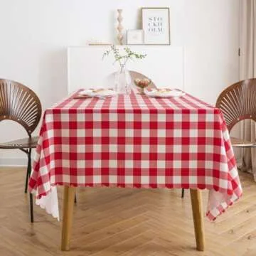 MANGATA CASA Red Gingham Tablecloth for Rectangle Tables- Checkered Table Cloth Waterproof Kitchen & Table Linens-Polyester Buffalo Plaid Wrinkle Free Table Cover(Red 60x84in)