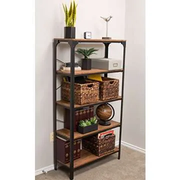 BIRDROCK HOME Woven Storage Shelf Organizer Baskets with Handles - Set of 3 - Abaca Wicker Basket - ...