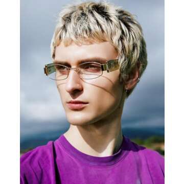 TIJN Iconic Trendy Blue Light Blocking Glasses for Women Men, Square Acetate Metal Frame, Talani