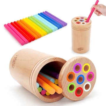 Montessori Toys for 1-3 Year Old: Wooden Learning Color Sorting Toys for Toddlers Age 1 2 3, Fine Mo...