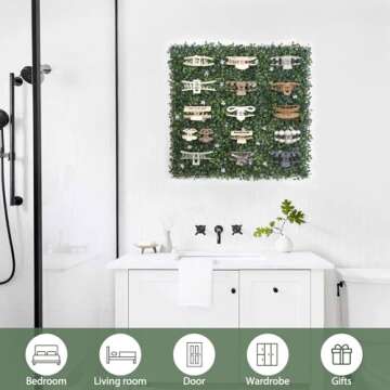 SNOWSTAR Green Grass Claw Clip Organizer Holder,Claw Clip Holder and Storage Decoration,20*20 inch Hair Clip Organizer Grass Greenery Stand for Women and Girl,Hair Clips Decor Display for Wall Green