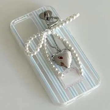 Bow Keychain Accessories Silver Heart Pendant Pearl Bow Key Chain Phone Charm Sweet Bow Cute Keychains for Women Bag Charms Key Rings for Car Keys Bow Charms Key Chains Bowknot Key Ring Girl Key Rings