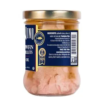 Tonnino Yellowfin Tuna in Olive Oil, Gluten-Free Premium Jarred Atun, Healthy Snacks for Adults, Ready to Eat Meals, Alternative of Salmon, Pack of 6