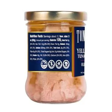 Tonnino Yellowfin Tuna in Olive Oil, Gluten-Free Premium Jarred Atun, Healthy Snacks for Adults, Ready to Eat Meals, Alternative of Salmon, Pack of 6
