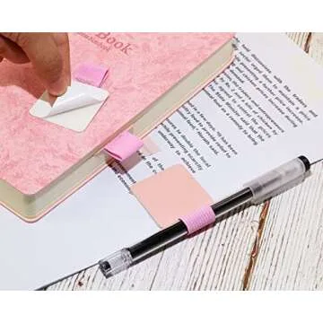 Mini Skater 3 Pcs Self-adhesive Leather Pencil Elastic Loop, Square PU Leather Pen Clip, Pen Holder for Notebooks, Journals, Clipboards, Calendars, Pens Loop Holders Creative Accessories (Pink)