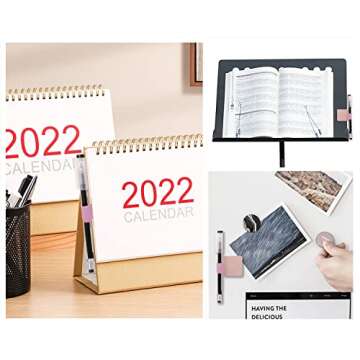 Mini Skater 3 Pcs Self-adhesive Leather Pencil Elastic Loop, Square PU Leather Pen Clip, Pen Holder for Notebooks, Journals, Clipboards, Calendars, Pens Loop Holders Creative Accessories (Pink)