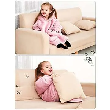 KFUBUO Wearable Blanket Hoodie for Kids - Toddler Sherpa Sweatshirt with Pocket, Cute Offer for 2-6 ...