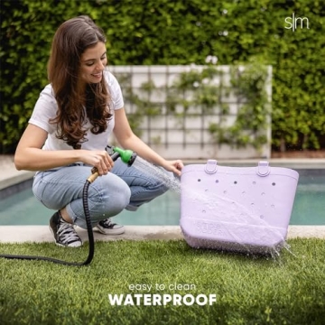 Simple Modern Beach Bag Rubber Tote | Waterproof Large Tote Bag with Zipper Pocket for Beach, Pool Boat, Groceries, Sports | Getaway Bag Collection | Malibu