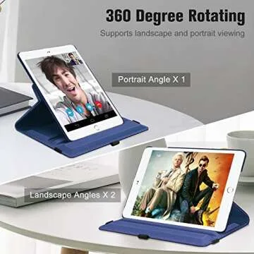 Fintie Rotating Case for iPad 6th / 5th Generation (2018/2017), iPad Air 2 / Air 1 (9.7 Inch) - 360 Degree Rotating Stand Cover Auto Sleep Wake, Navy