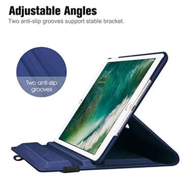 Fintie Rotating Case for iPad 6th / 5th Generation (2018/2017), iPad Air 2 / Air 1 (9.7 Inch) - 360 Degree Rotating Stand Cover Auto Sleep Wake, Navy