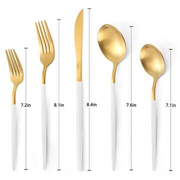 VANVRO Matte White Gold Silverware Set - 20-Piece Stainless Steel Cutlery Set, Service for 4.