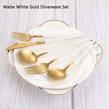 VANVRO Matte White Gold Cutlery Set for 4 - 20 Pieces