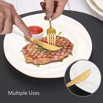 VANVRO Matte White Gold Cutlery Set for 4 - 20 Pieces