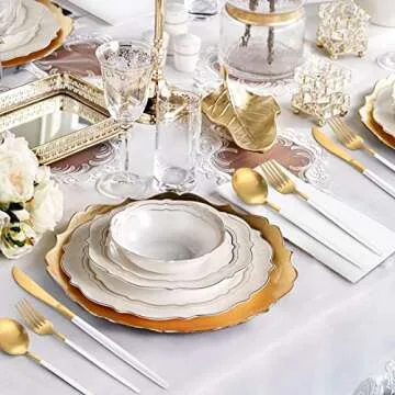 VANVRO Matte White Gold Cutlery Set for 4 - 20 Pieces