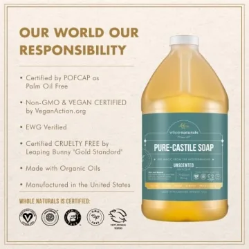 Whole Naturals Pure Castile Soap - Eco-Friendly and Versatile Liquid Cleanser