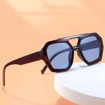 Trendy Square Aviator Sunglasses for Women