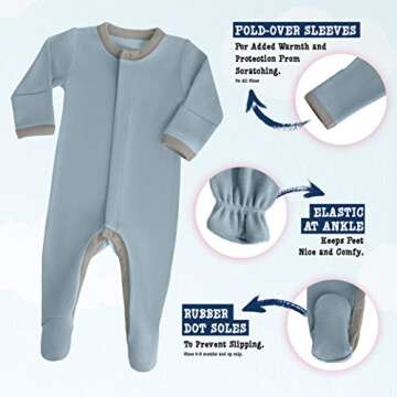 Baby Boy Girl Organic Cotton Snap Front Footed Sleeper with Mittens-Sleep n Play