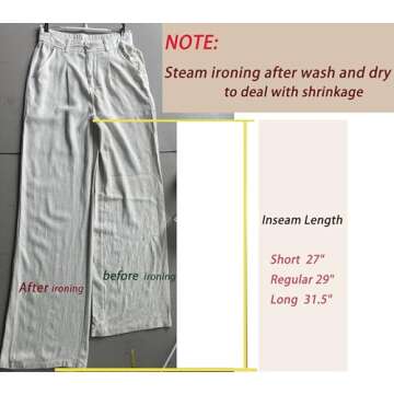 heipeiwa Women's Cotton Linen Summer Casual High Waist Wide Leg Dressy Flowy Pants
