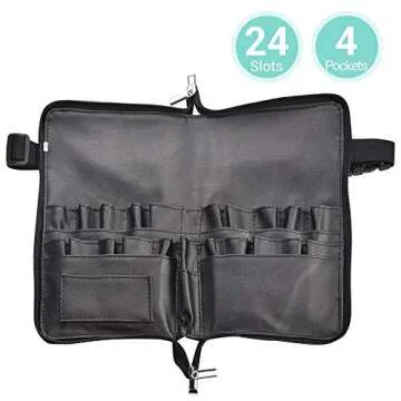 BYOOTIQUE 2in1 Multi Brush Holder Waist Zipper Bag Professional Portable Foldable Cosmetic Makeup Pouch with Belt Strap Artist Storage Organizer